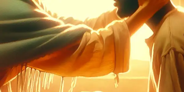 Two characters share a heartfelt embrace, embodying selfless devotion and deep emotional connection in a romantic setting.<a href=